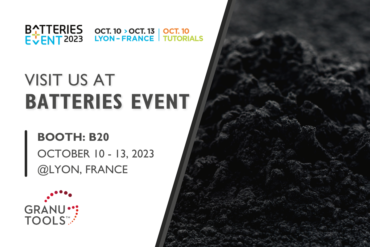 banner of Granutools to share that we will attend Batteries Event 2023 on October 10 to 13 in Lyon, France